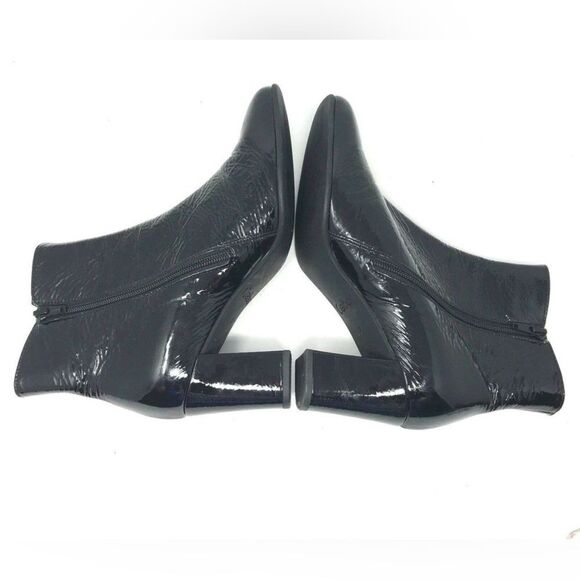 GABOR Ankle Boot Black Crinkle Patent Leather Side Zip Heel Womens SIZE US 9.5 - Picture 3 of 7